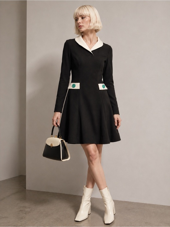 Senorita Martita Dresses & Skirts - Señorita Martita Mod A-Line Dress Black White Collar EU 36/small